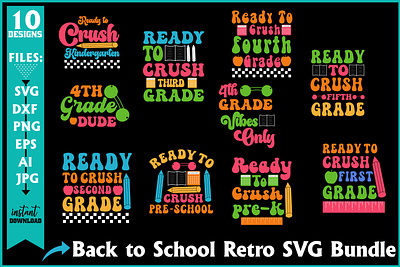 Retro Back to school SVG Bundle graphic design