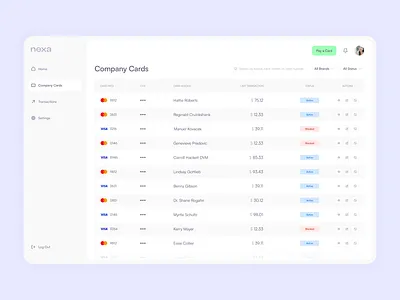 Company Card Management app concept product design ux design ux ui design