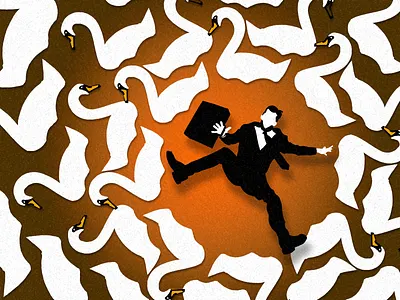 Swans & business people. businesspeople illustration swans