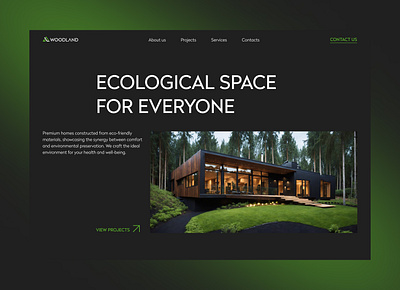 Hero section for eco-friendly houses website design logo typography ui ux