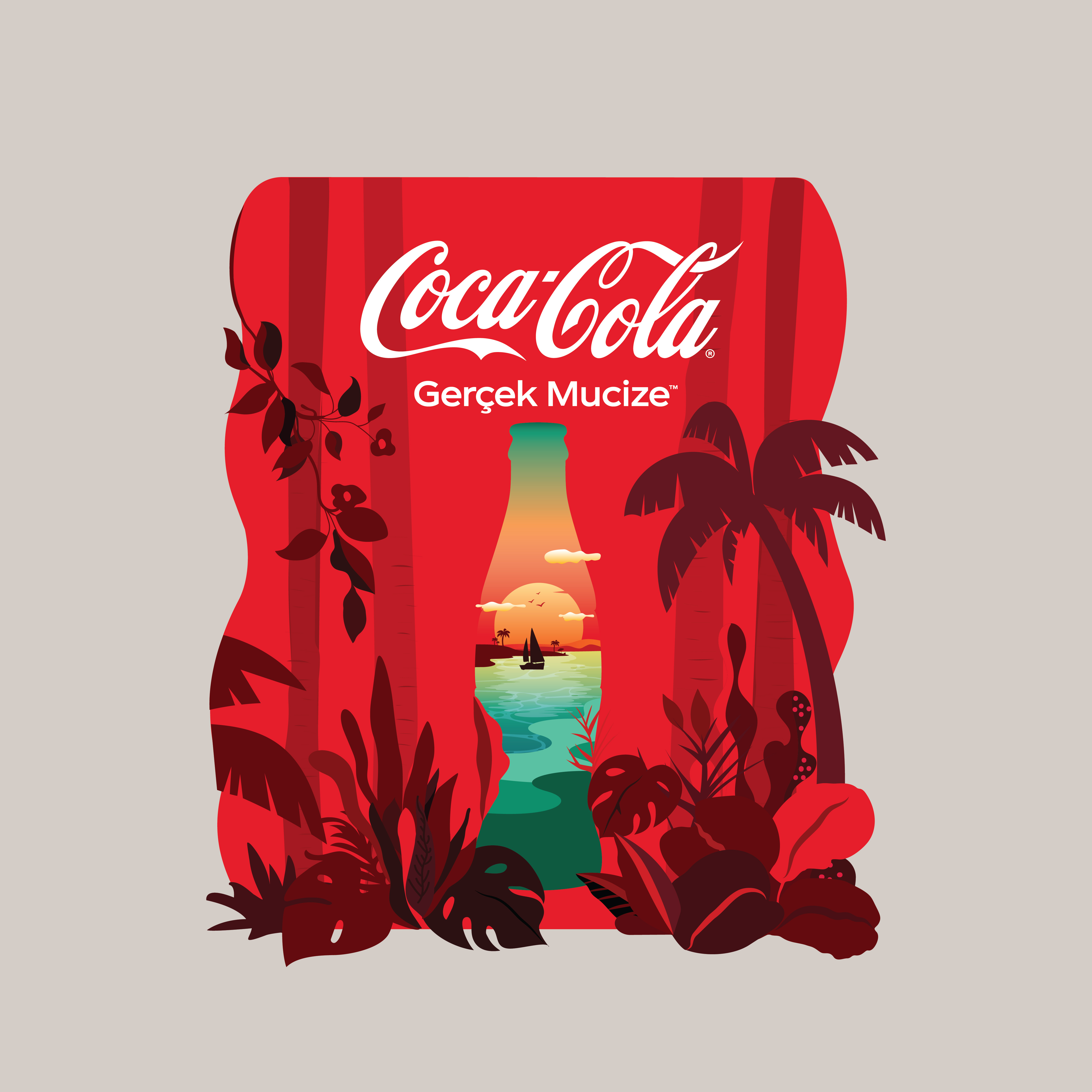 Coca-Cola Tote Bag Illustration beach coca cola colorful design forest illustration istanbul pattern summer tote bag totebag vector