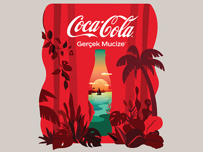 Coca-Cola Tote Bag Illustration beach coca cola colorful design forest illustration istanbul pattern summer tote bag totebag vector