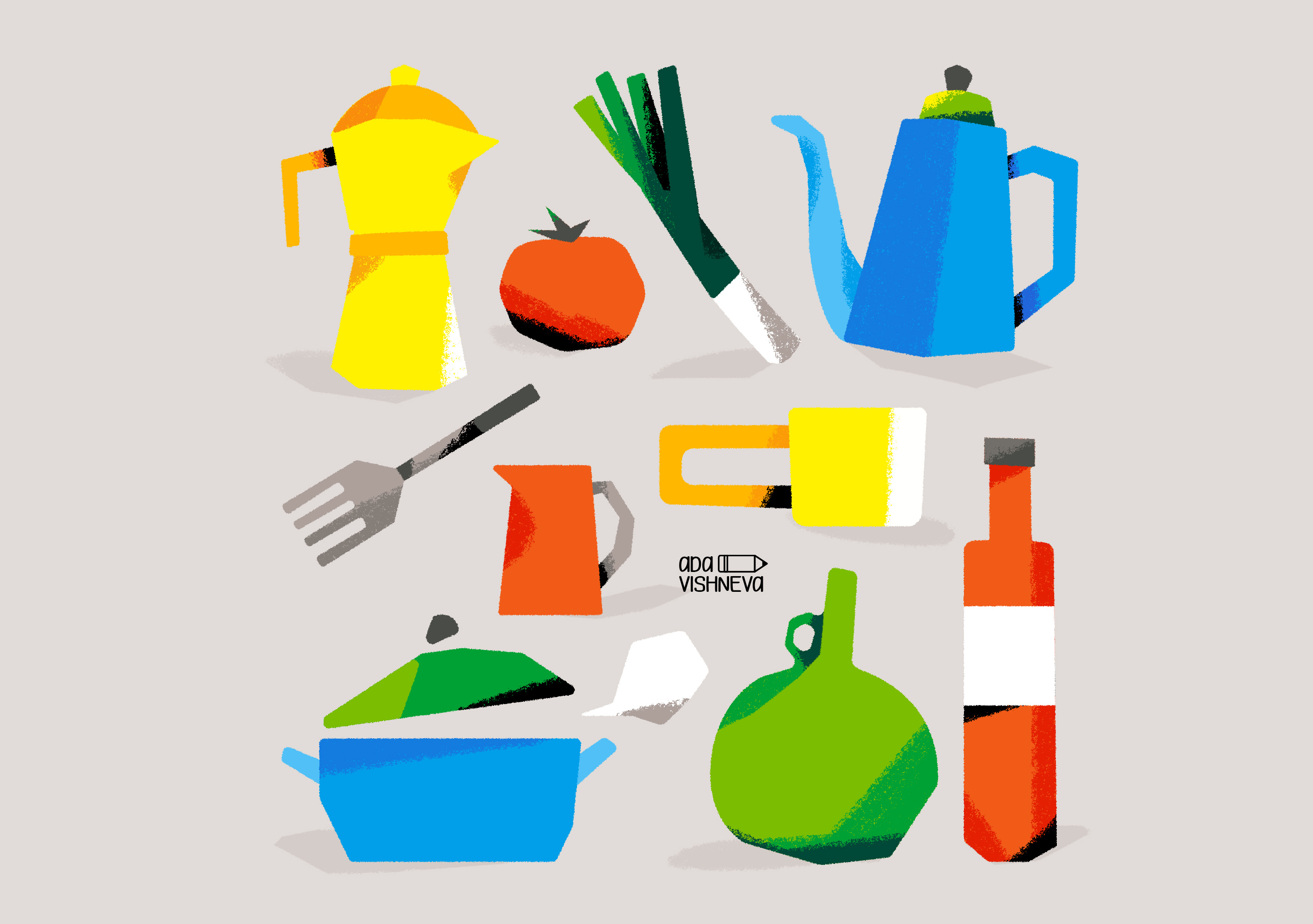 FOOD ELEM art illustration design artists coffeee color creative cup elements food graphic graphics pomodoro