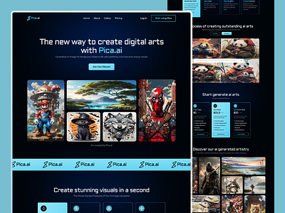 A.I Generated Art Landing Page Design ai ai art ai art website ai website animation best website 2023 crypto website figma design figma website gallery website graphic design landing page design modern website motion graphics saas website trending website ui webflow webflow website website design