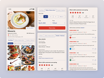 Restaurant Booking App app app design booking design menu mobile reservation restaurant reviews ui ui design ux ux design