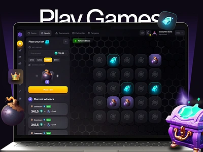 Casino Mines - Gambling Website app casino casino design casino ui casinos crypto casino esports gambling game design games mines open case opencase p2e poker roulette skins spin volume design web3