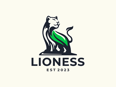 Lioness Leaf Logo animal logo branding design endr graphic design illustration lion lioness logo magestic natural nature vector wildlife