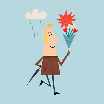 Welcome Spring!!!! cartoon cloud design designer flat flat design flowers illustration illustrator rain spring vintage