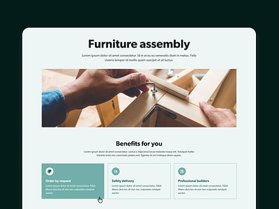 Landing page | Furniture assembly service ecommerce furniture landing page light theme minimalism ui ux