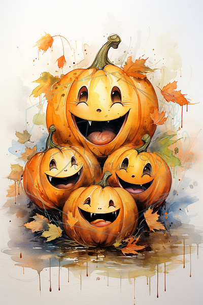 Happy Fall Pumpkins art fall illustration pumpkins watercolor