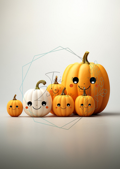 Family art fall illustration prints pumpkins