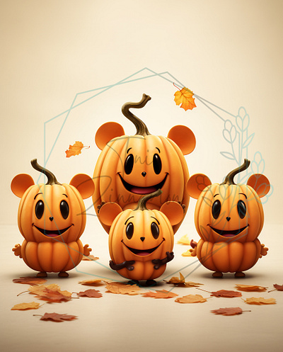 Pumpkin Mice art ears fall illustration pumpkins