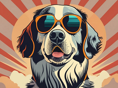 Vector T-Shirt Design, Cool Classic Berner Dog, Old Sunset background dog graphic design old sunset poster wallpaper