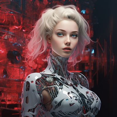Cyber Lady (AI gen) 3d ai cartoon character design design graphics illustration