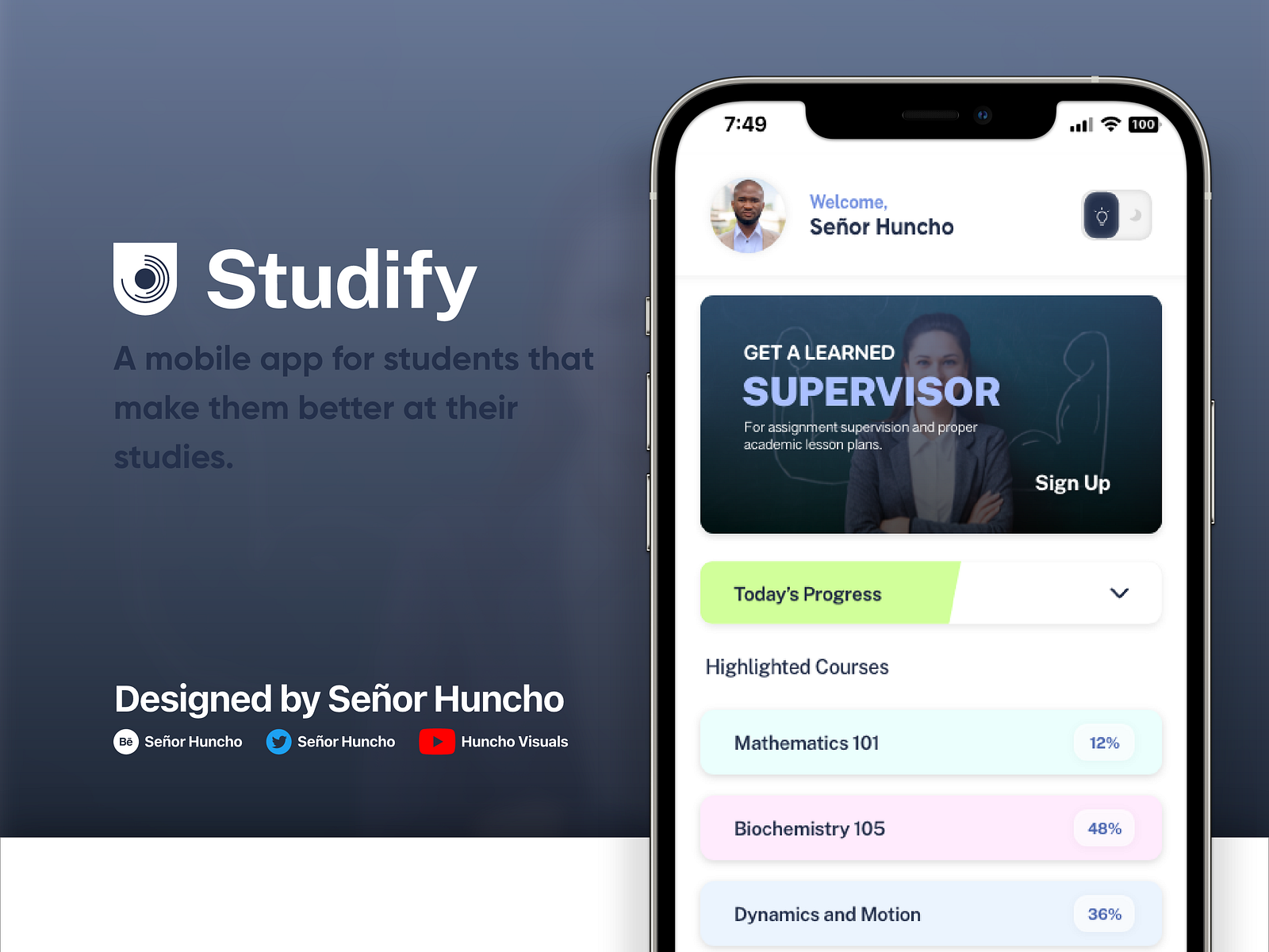 Student companion app UI by Señor Huncho on Dribbble