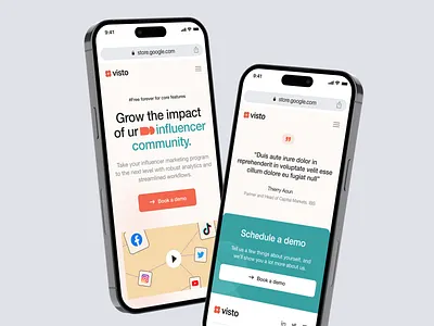Visto - Website Mobile Responsive agency company corporate digital landing layout marketing media mobile optimizing orange page profile responsive social startup ui visto website
