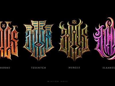 gods of chaos fantasy game high style lettering logo logotype music neovyaz typography warhammer 40000
