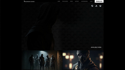 Ninja Multiplayer Game Promo Site Design dark theme desktop game ui gaming ui design gaming ux ui design video game design