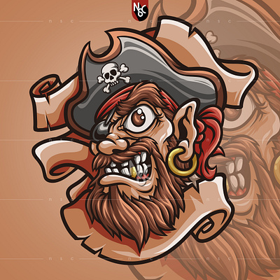 Pirate Head apparel character clothing clothing brand commission halloween illustration logo mascot monster nft nftart nftartost nftcreator nscgd ocean oneeye onepiece pirate sea