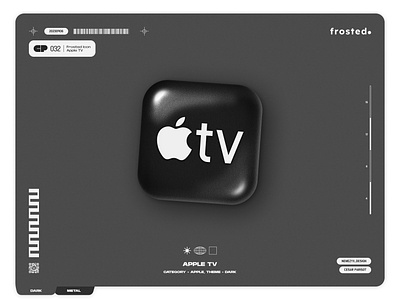 Frosted. Icons - 032 - Apple TV 3d effect apple icon apple tv design designeveryday frosted glass glassmorphism icon icon design icon pack ios nemezyx neumorphism poster