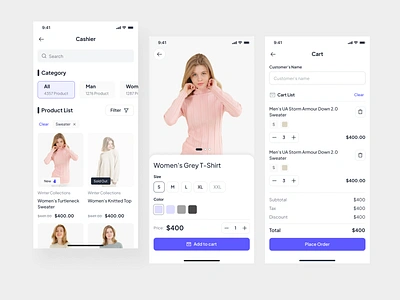 Nija Pos App - Mobile Version app cart dashboard design detail fashion illustration logo mobile app point of sales pos pos system shirt sweater system t shirt transaction ui ui design ui kit