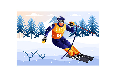 Alpine Skiing Sport Illustration track