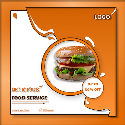 social media design post for fast food restaurant , orange ads branding burger design food graphic design instagram orange resturent social media