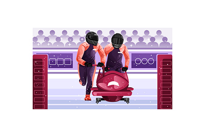 Bobsleigh Sport Illustration fast