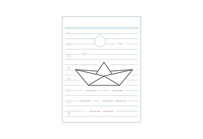 Japanese Origami Boat on Paper abstract boat book children geometric icon japan japanese japanese art kawaii manga ocean origami paper paper craft papercraft pattern school symbol toy