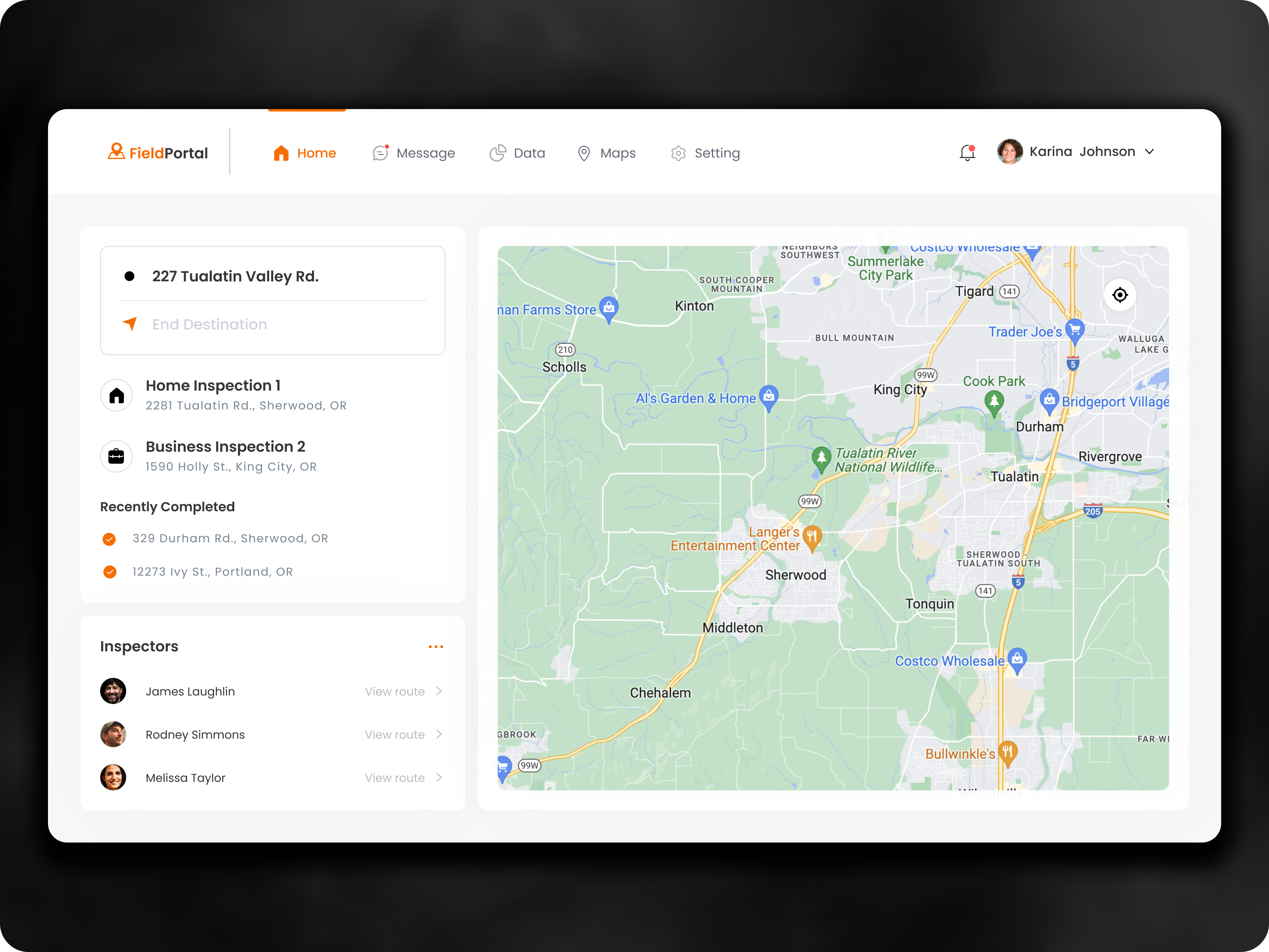 Field Inspection Dashboard app design ui ux web website