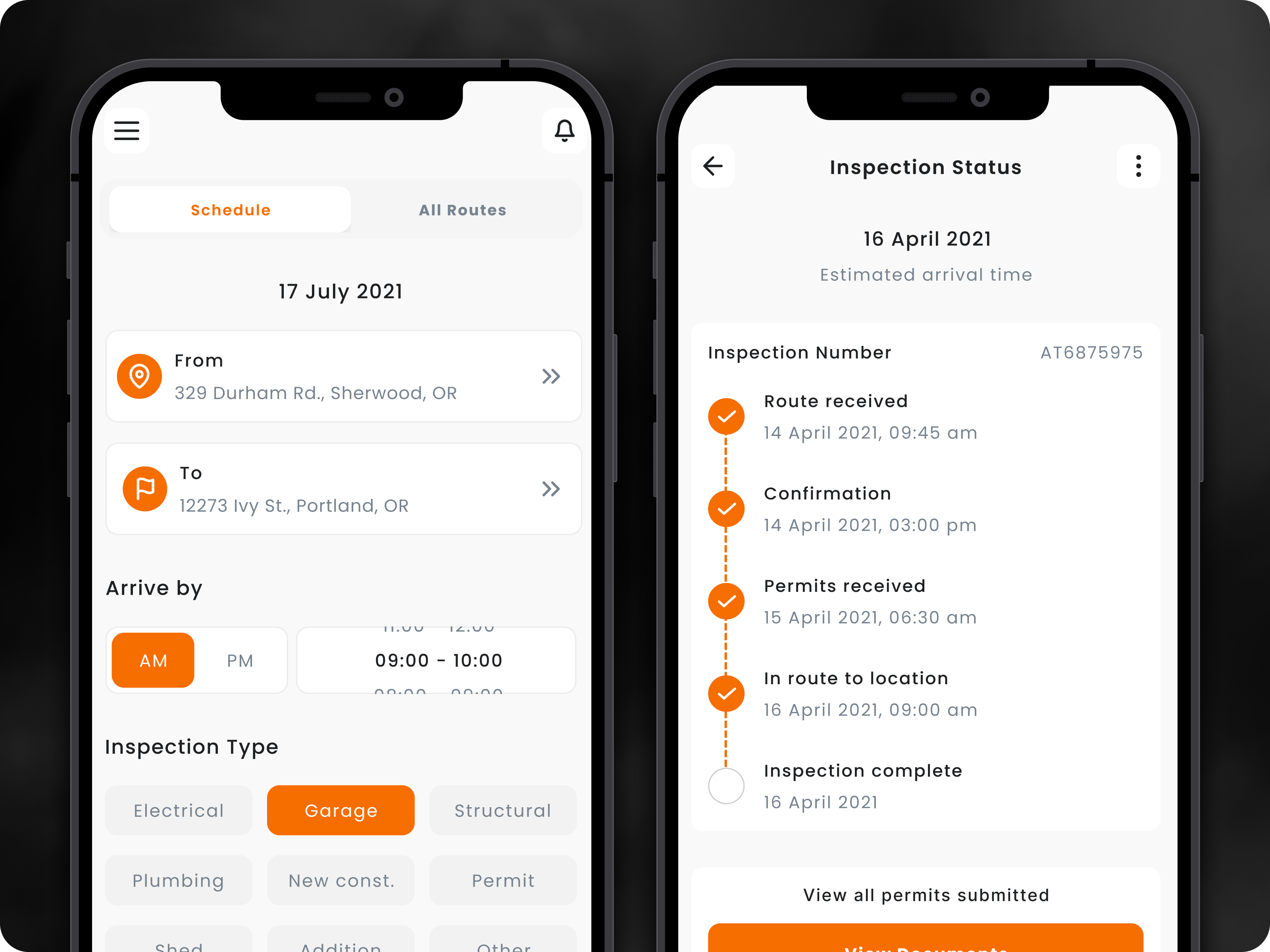 Field Inspection Route Scheduling App app design ui ux web website