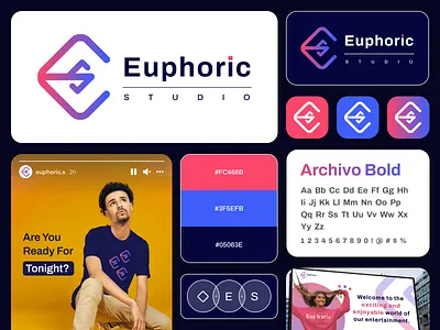 Euphoric Studio - Brand Identity agency branding agency logo brand brand design brand guidelines branding design design branding entertainment branding graphic graphic design logo logo concept logo design logo mockup logos vector vector design visual identity visual identity guidelines