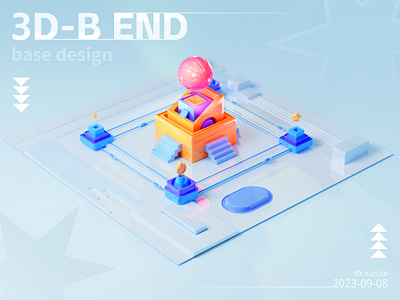 3D-B end base design 3d 3d design 3d modeling b end design ball blender blue c4d icon icon design layout design