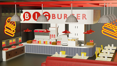 3D Modeling Big Burger character illustration
