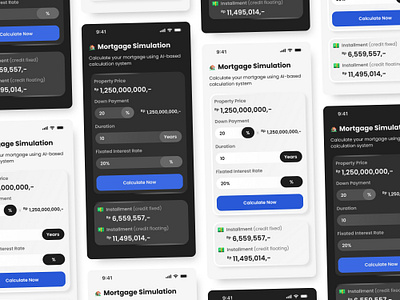 Mortgage Simulation App Page 🏡 app design calculation dailyui dark mode figma housing ios minimalist mobile app mortgage mortgage calculation neumorphism product design ui design uiux web design