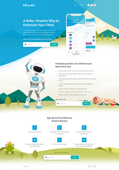 Pillar - Product Landing Page branding child company design graphic design ui ux webdesign website