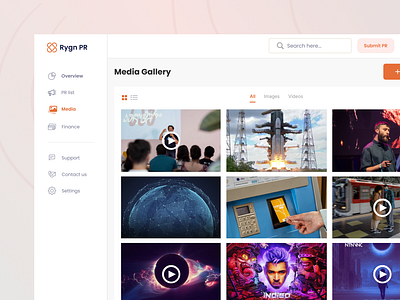 Rygn PR Gallery animation figma gallary interface design mobile application design prototype ui uiux user interface web application design