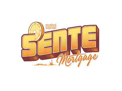 Sente Mortgage adventure beach branding design hand lettering holiday illustration logo orange postcard tangerine tshirt design