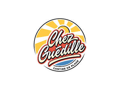 Chez Guedille adventure beach branding design hand lettering holiday illustration logo summer sun tshirt design vintage