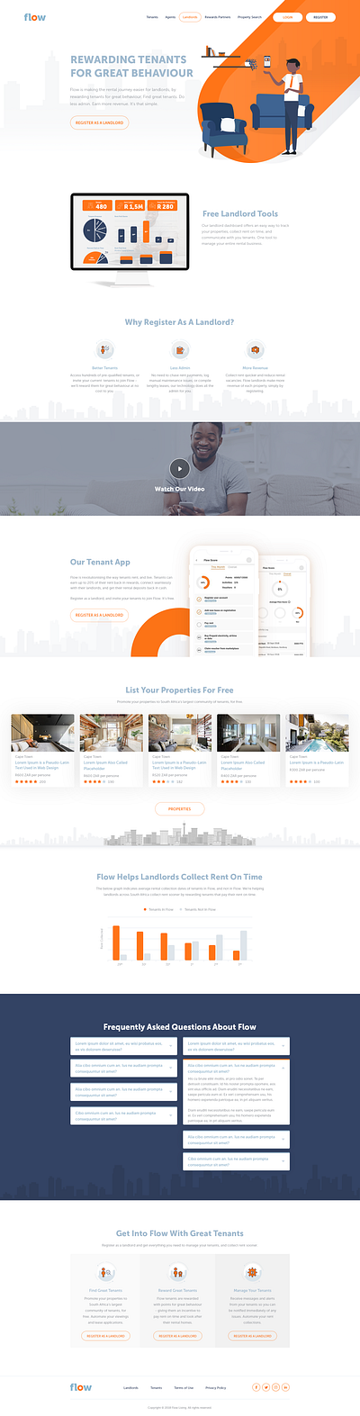 Flow - Product Homepage company flow landrords uiux user flows webdesign website