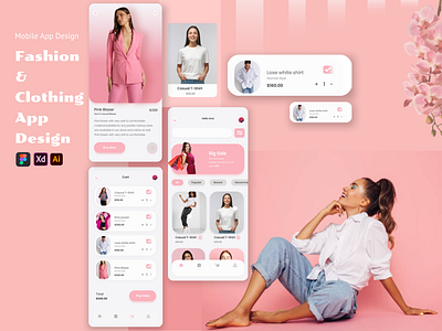 Fashion & Clothing Mobile App Design app app design branding clothing brand graphic design illustration landing page mobile app saas ui web app