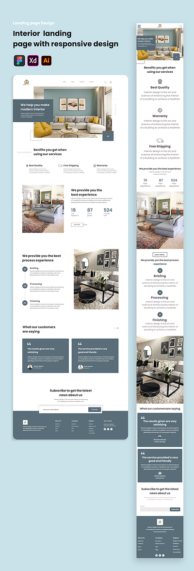 Interior Landing page with Responsive Design app app design branding design graphic design illustration landing page logo nterior responsive design saas ui web app web page
