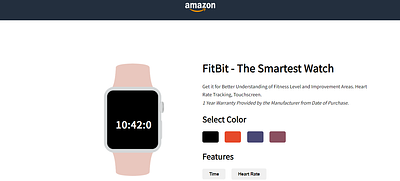 smart watch amazon page with real working live watch amazon animation api bhadohi buy now color e commerce fitbit graphic design heart rute html5 india javascript razopay smartest watch ui vanarashi web design website