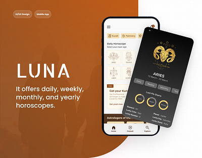 LUNA (It Offers daily, weekly, monthly, and yearly horoscopes) animation branding design graphic design illustration logo motion graphics ui ux website