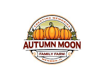 Autumn Moon Family Farm adventure badge beach branding design emblem farm hand lettering holiday illustration logo logo design pumpkin tshirt design vintage