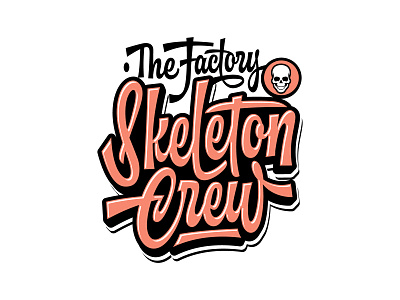 Skeleton Crew The Factory adventure beach branding design fun hand drawn hand lettering holiday illustration logo ocean skeleton summer surf board surfing tshirt design vintage