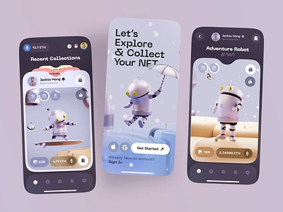 NFT Dashboard Mobile 3d app art artwork crypto dashboard design interface ios marketplace mobile nft ui ux