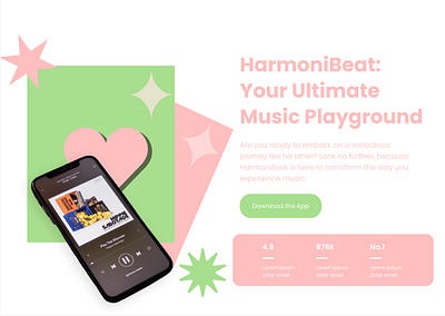 HarmoniBeat music landing page design app app design design graphic design illustration motion graphics ui ui designer ux