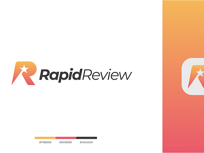 Rapid Review Logo branding concept design google gradient graphic design inspiration letter r logo map r star rapid ratings review saas software speed star vector