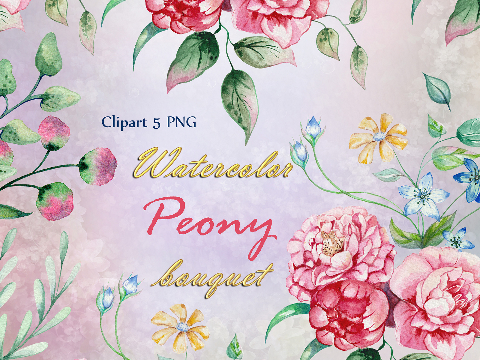 a set of watercolor flowers on a transparent background by Nadezhda